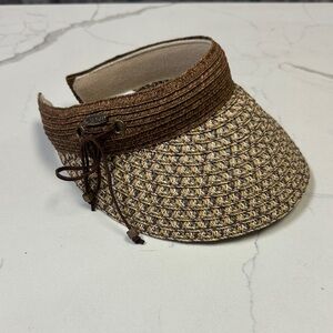 Karen Keith PV88-D Woven Toyo Sun Visor Hat Tan Brown